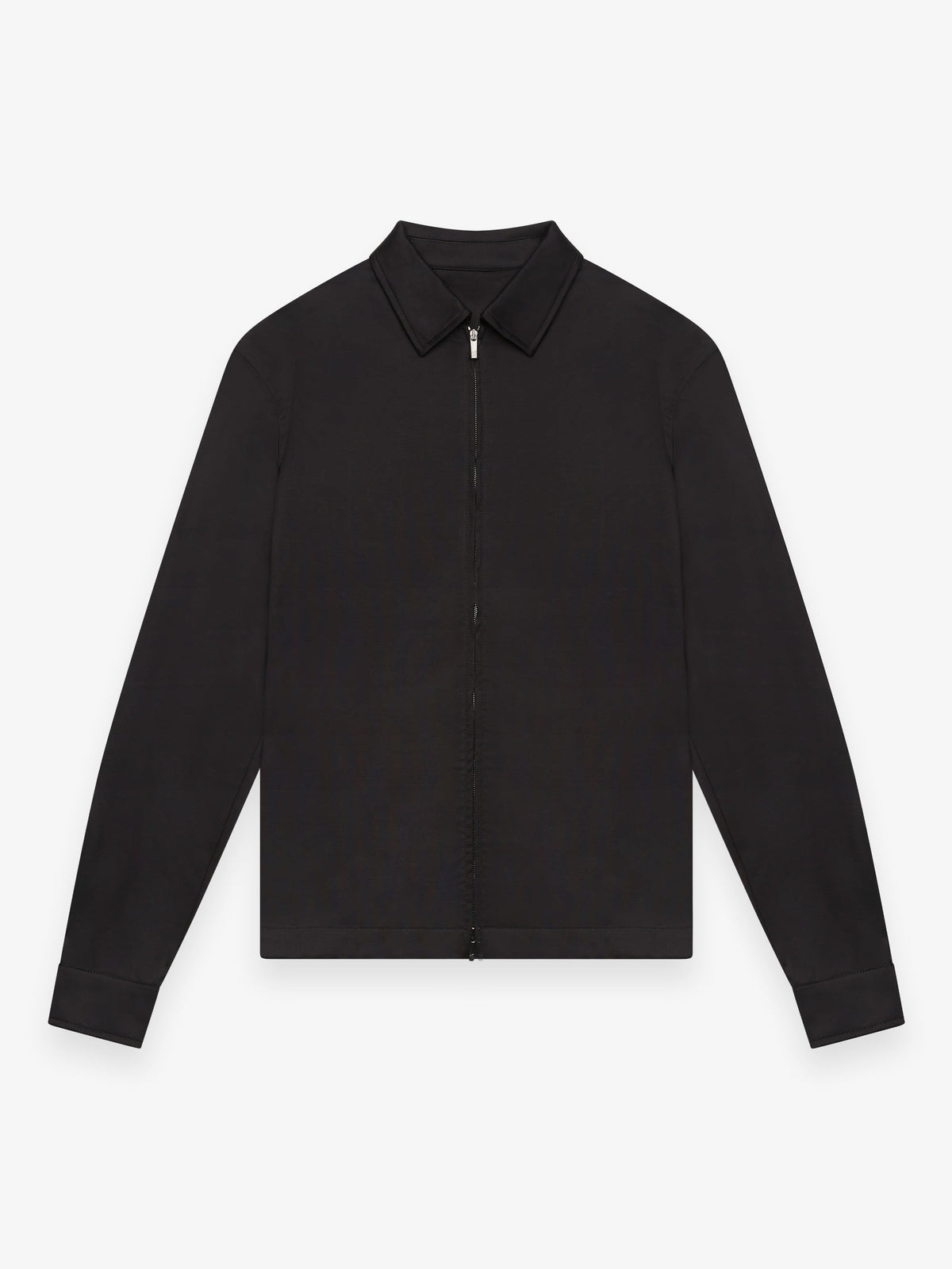 Valenza Supima zip overshirt in zwart, vooraanzicht
