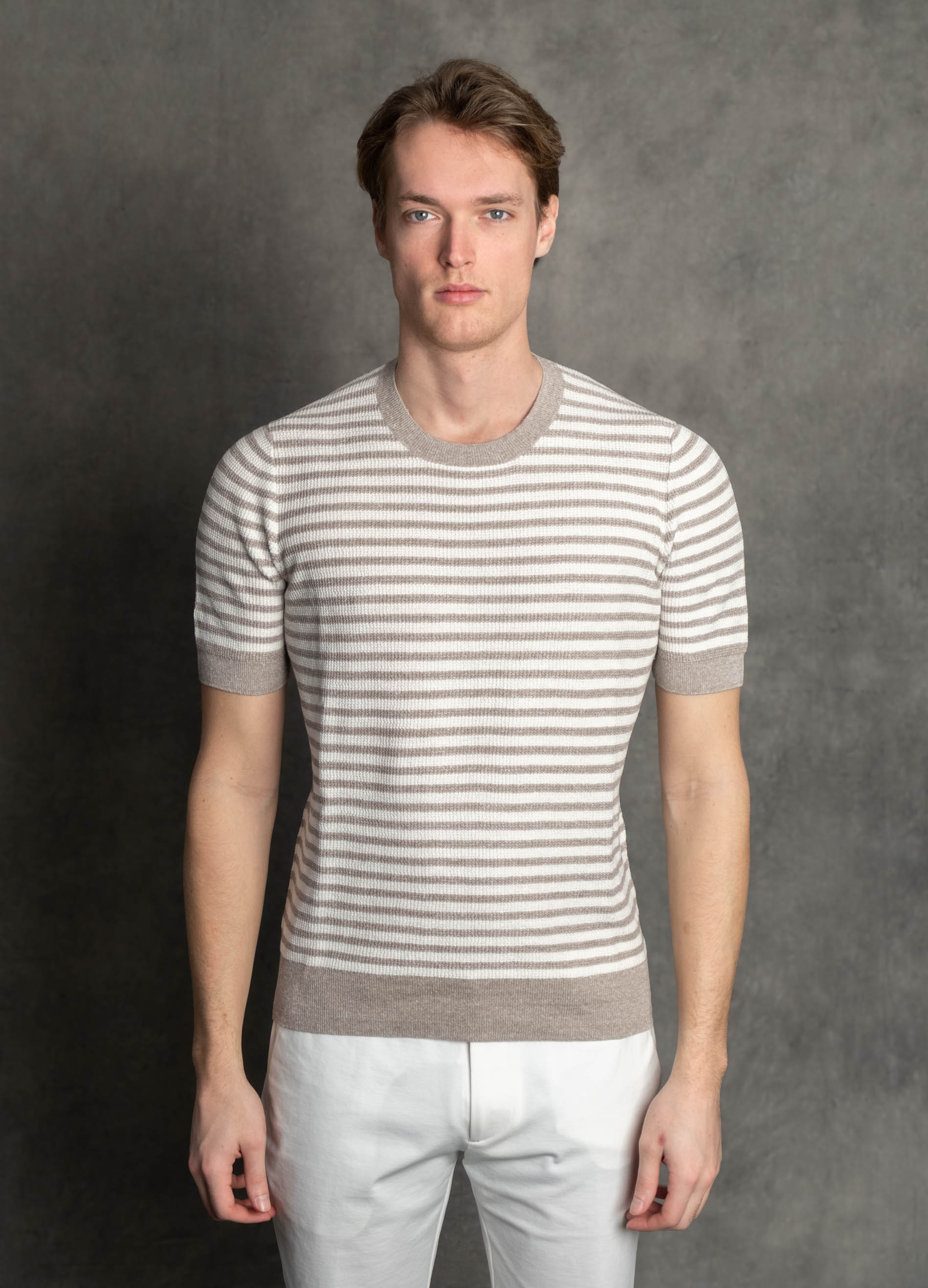 Luigi's Italian Knitwear | Knitted Striped T-Shirt